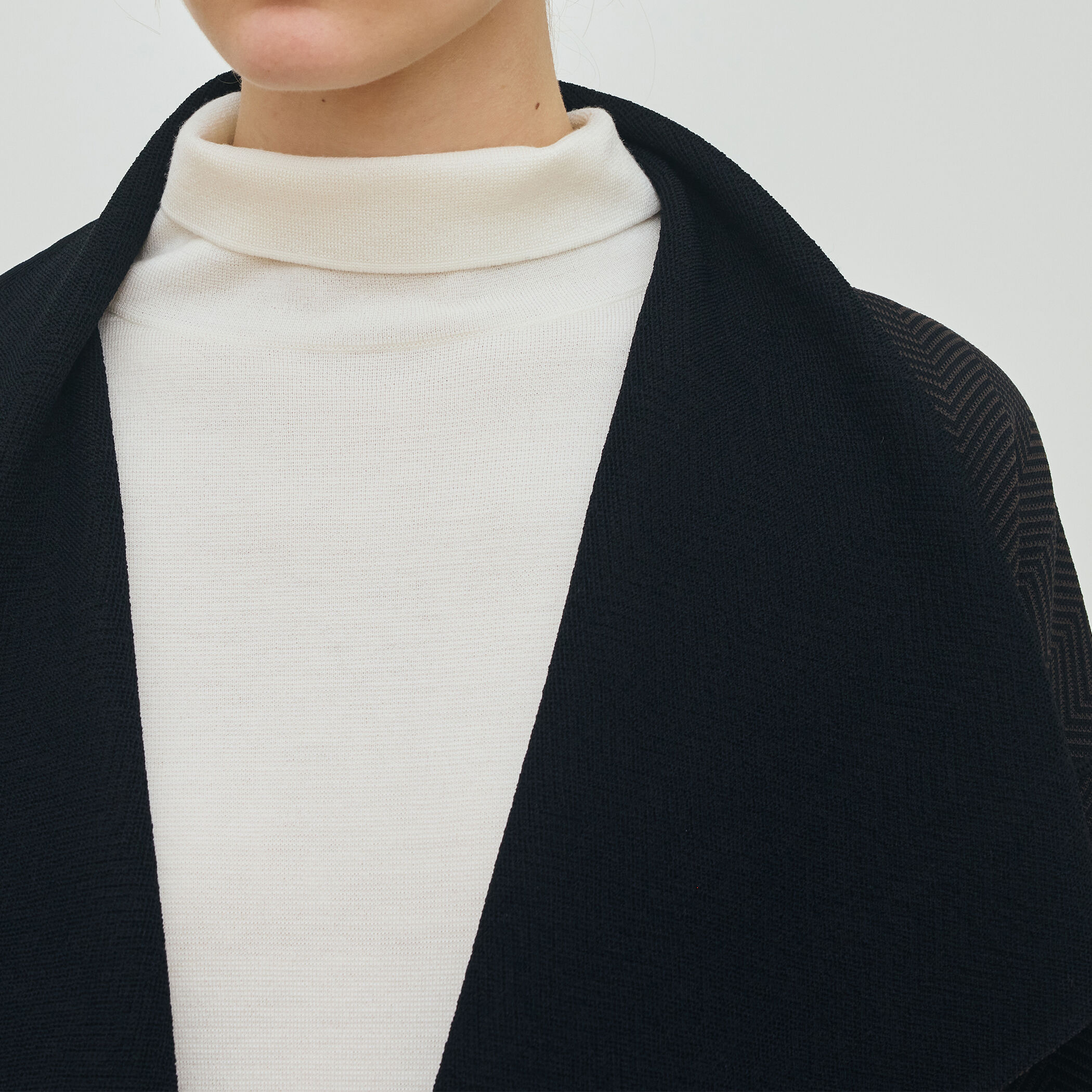 ヘリンボーンダブルフェイス トライアングルカラーコート