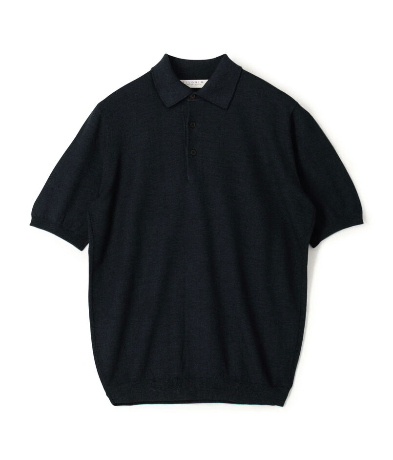 シルクコットン ニットポロシャツ