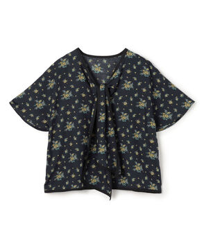 レーヨンプリント フロントノットブラウス
