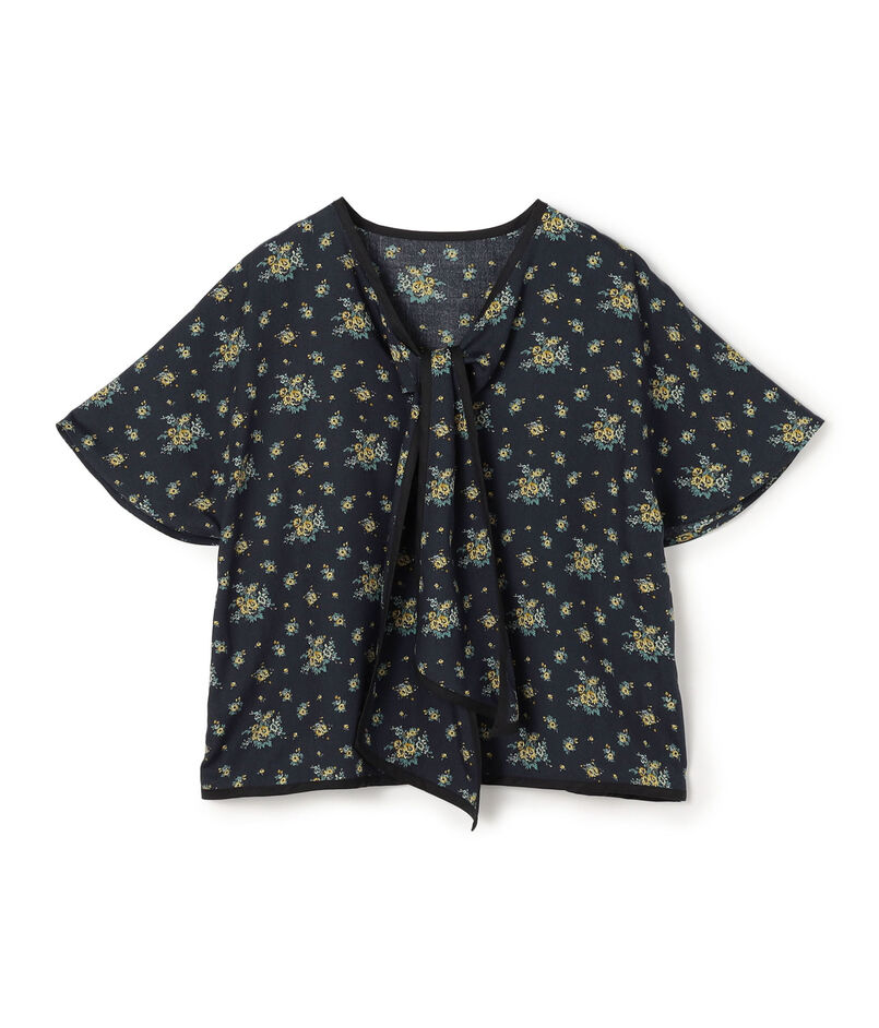 レーヨンプリント フロントノットブラウス
