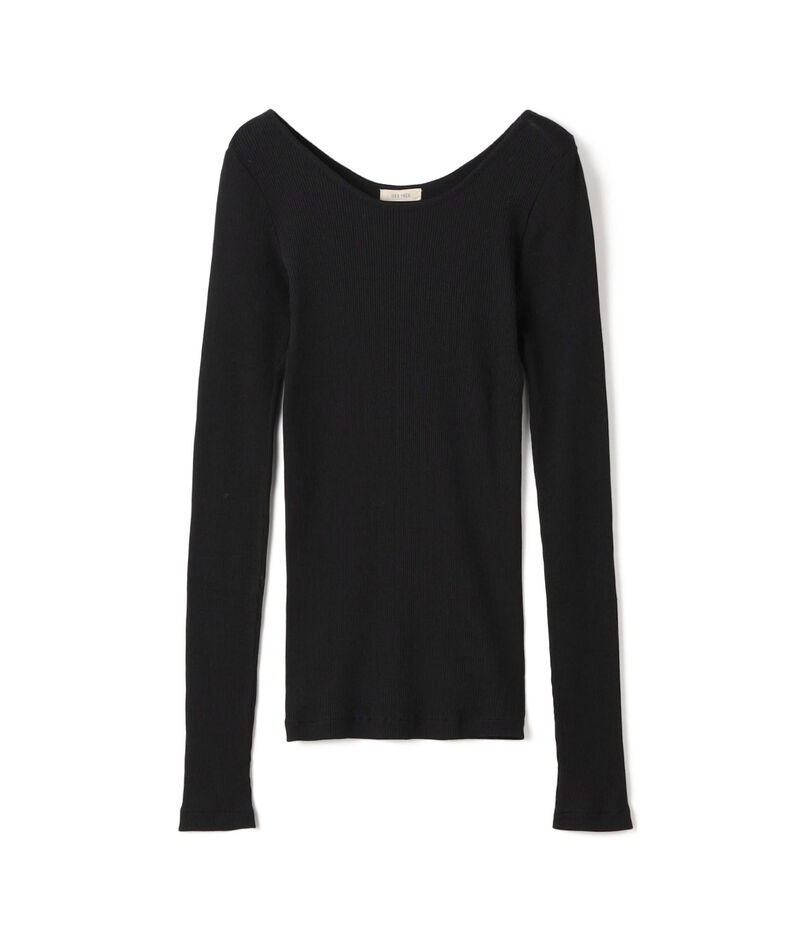 シルクコットンリブ ラウンドネックプルオーバー