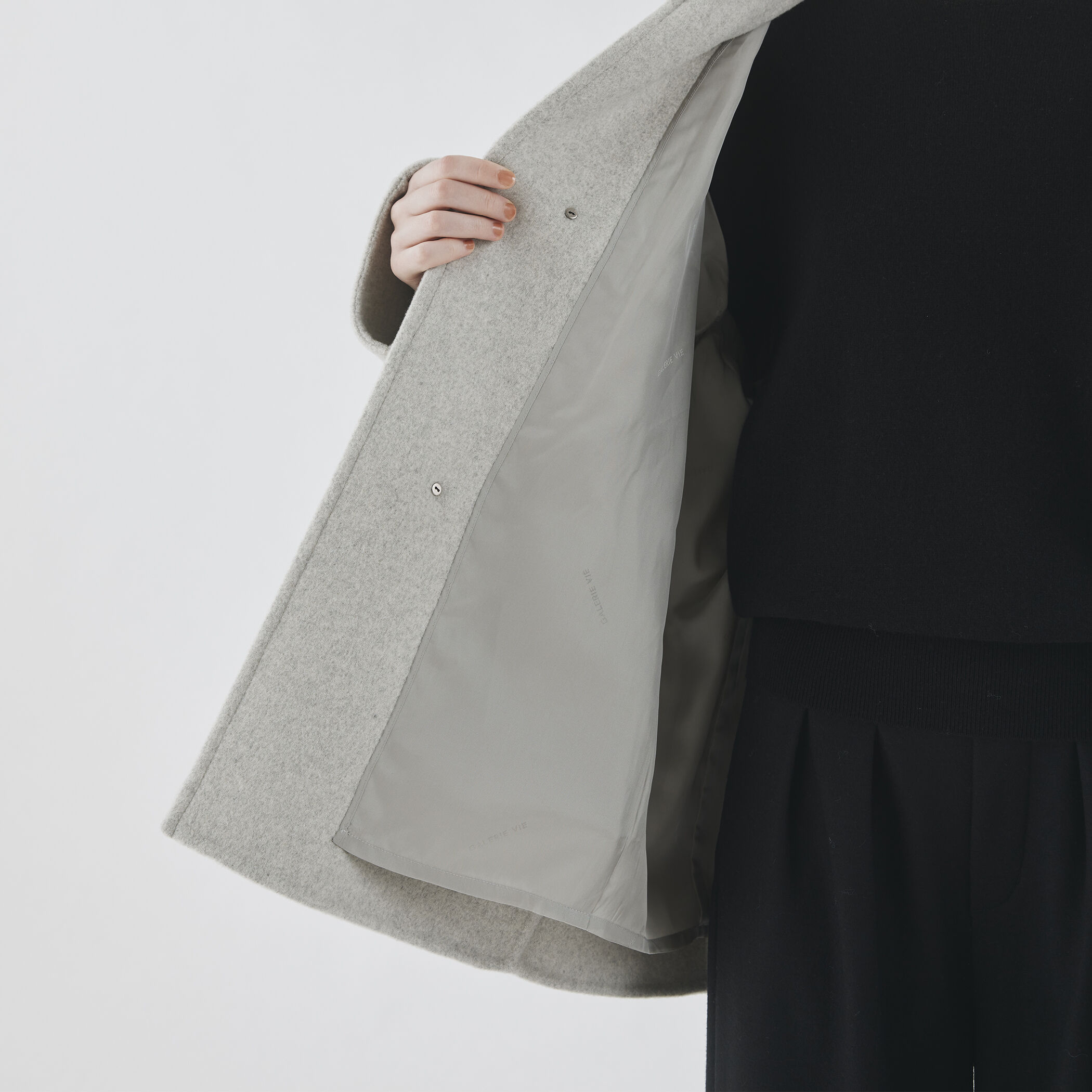 ウールカシミヤダブルフェイス フーデットコート