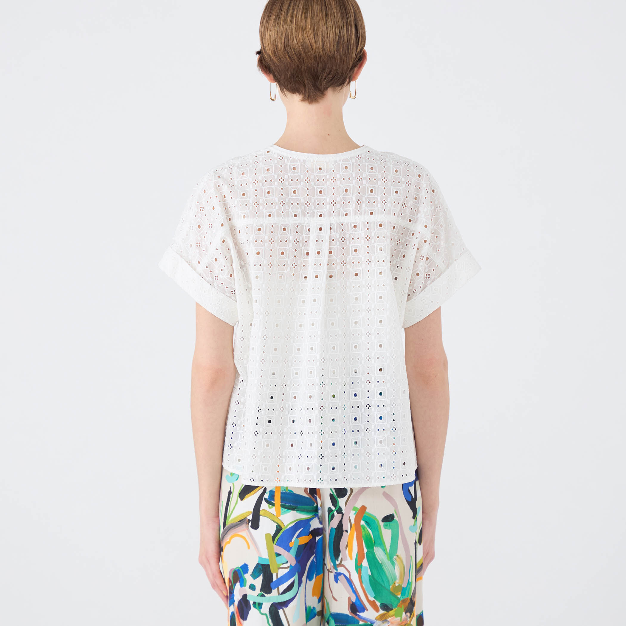 ボイルスクエアエンブロイダリー パッチポケットブラウス