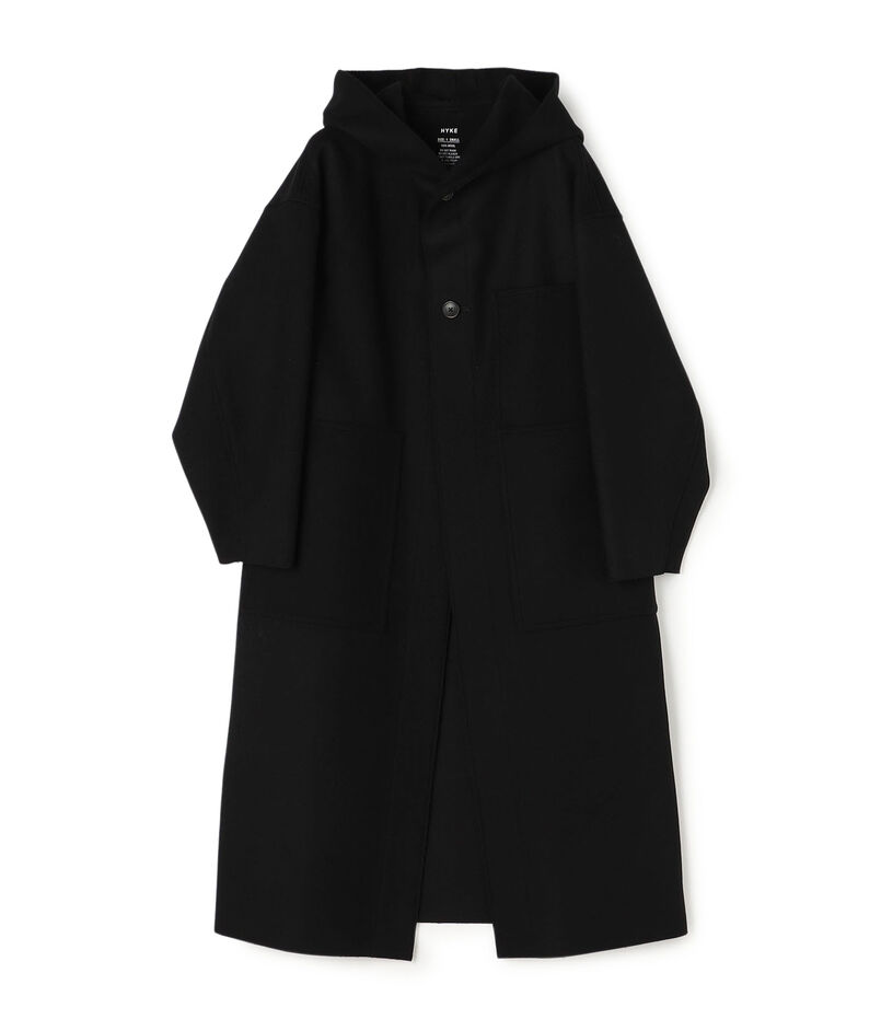 HYKE MELTON HOODED COAT