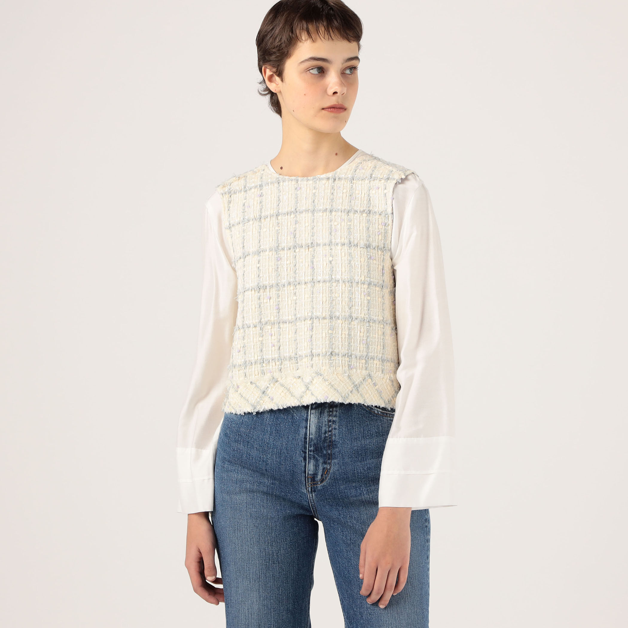 トゥモローランドコレクション ツイード フリンジ ベスト 2wayジレ TOMORROWLAND collection（トゥモローランドコレクション）の