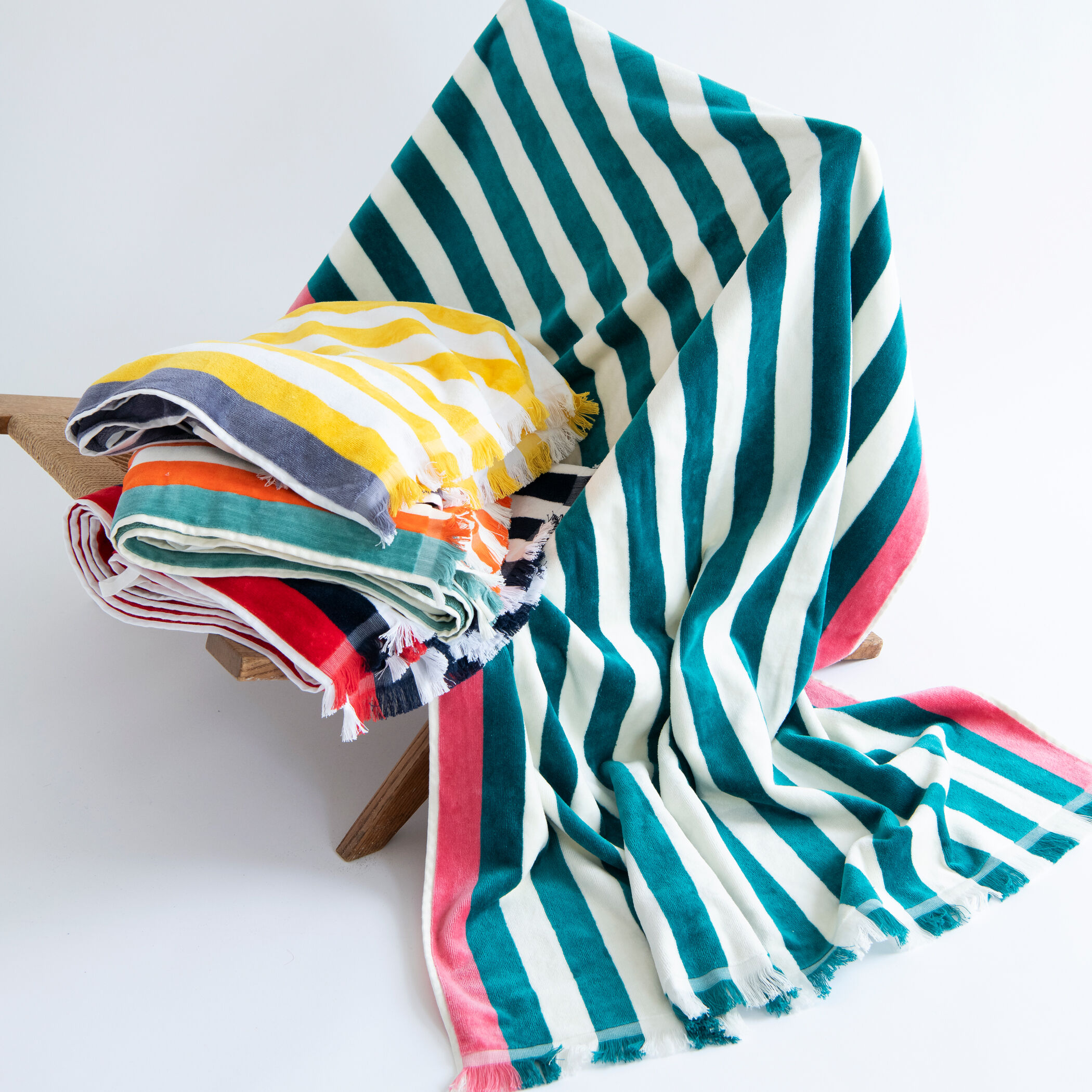 コットンストライプ ベルベットビーチタオル｜トゥモローランド 公式通販