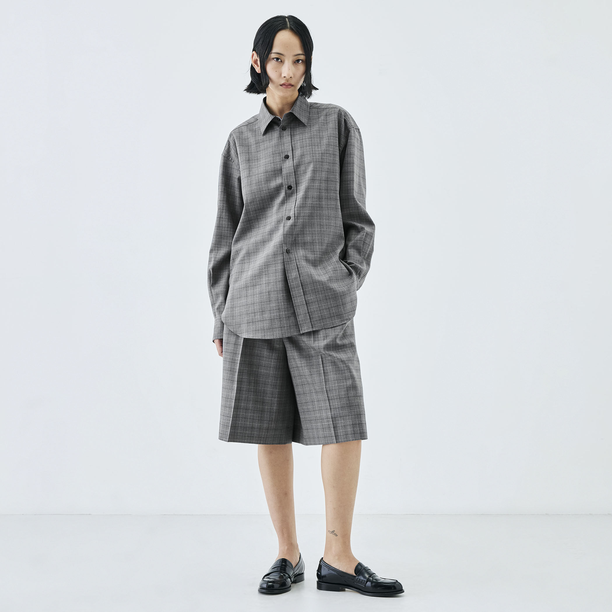 Super120'sウォッシャブルウール タックショートパンツ