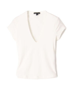 コットンストレッチ ディープVネックTシャツ WLSR3034