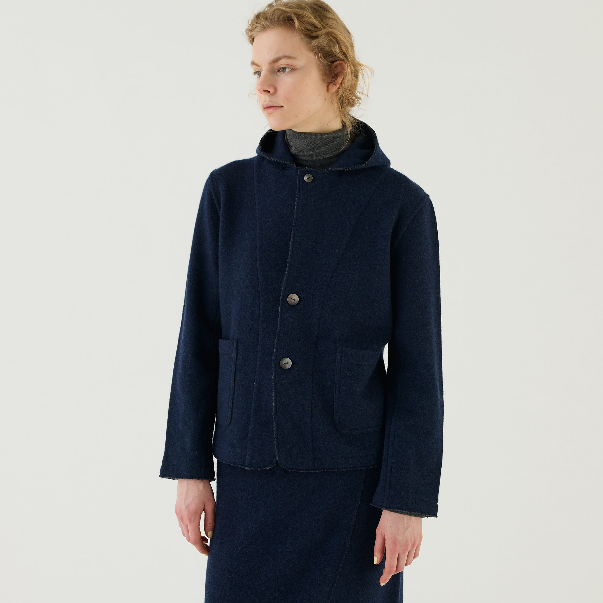 ウールコットンバックパイル フードジャケット｜トゥモローランド 公式通販