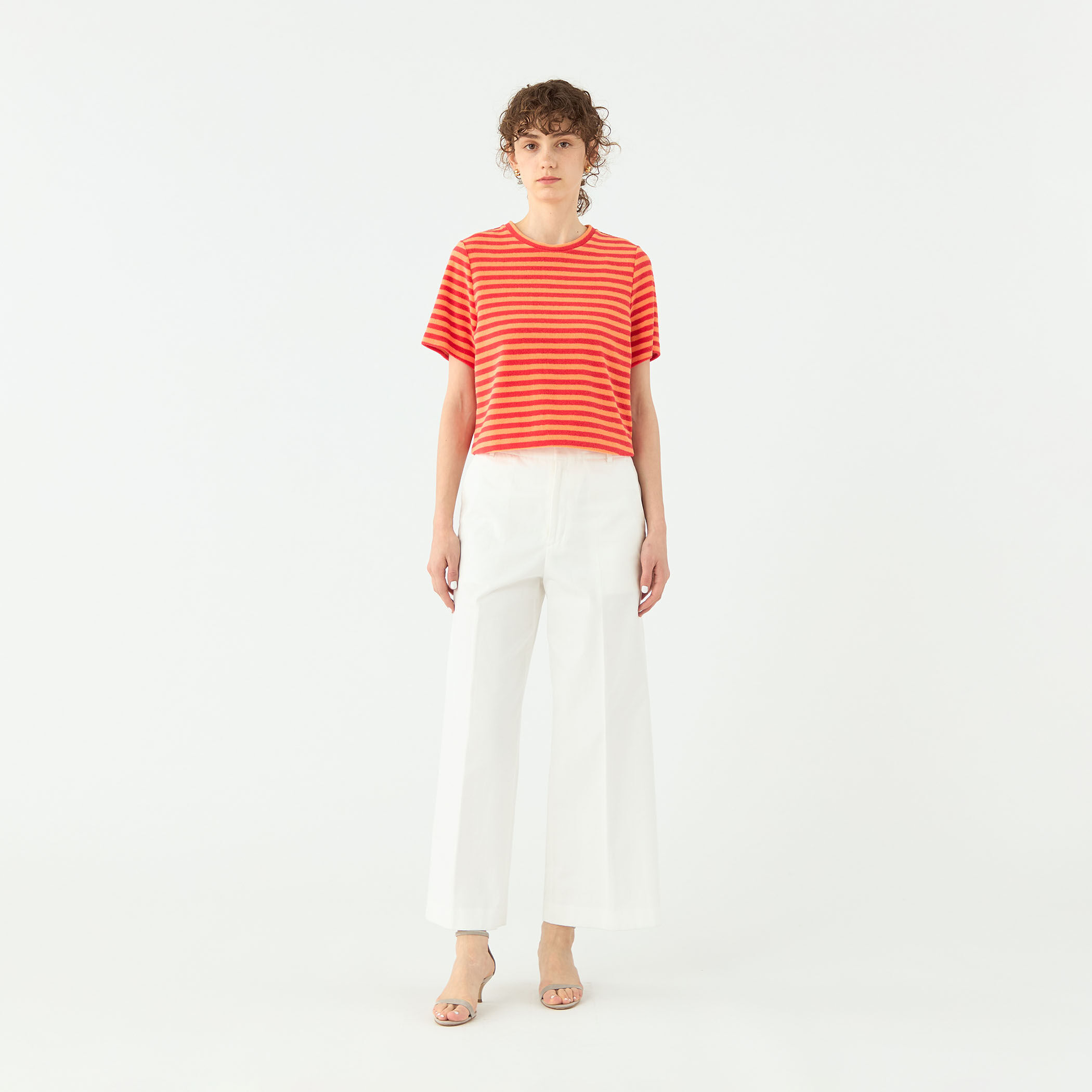 tシャツ パイルボーダー ハーフスリーブプルオーバー レディース パイルボーダー ハーフスリーブプルオーバー｜トゥモローランド