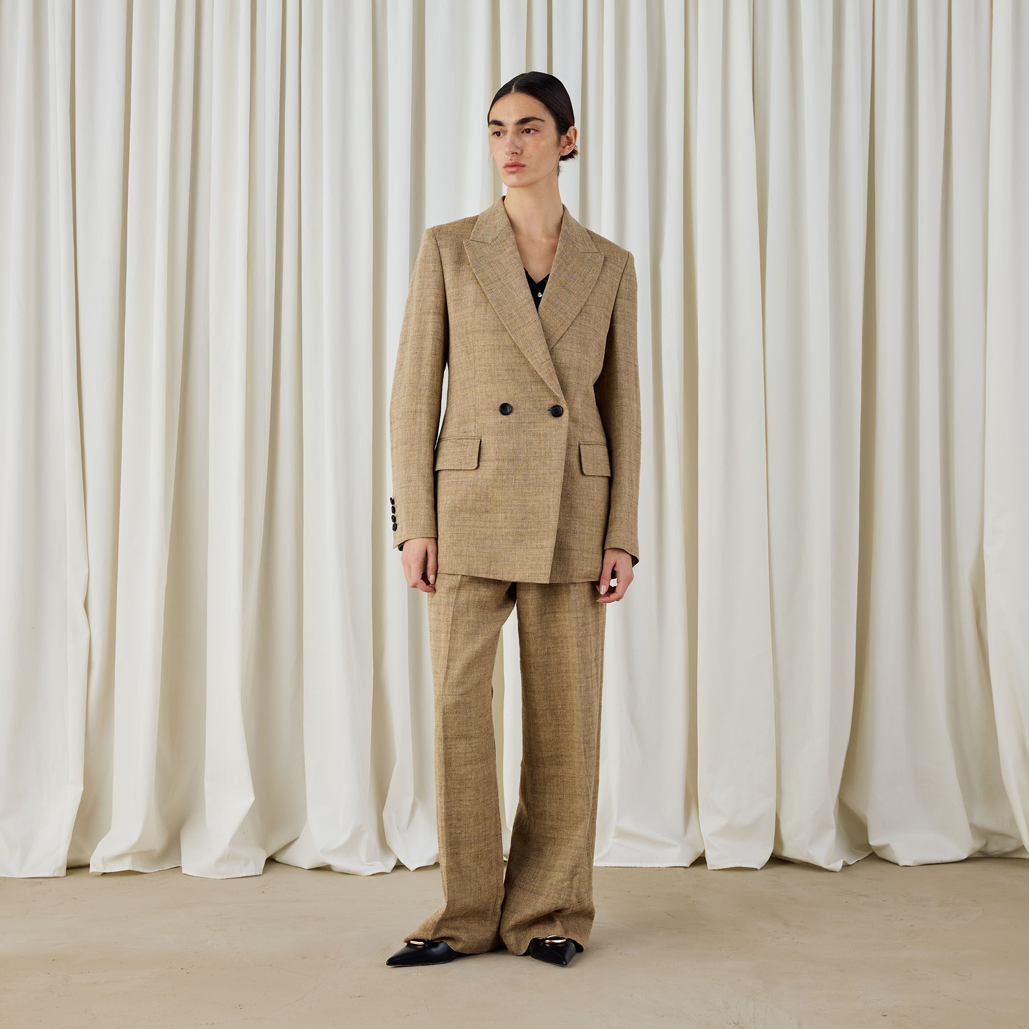 DES PRES ヘリンボーンバック フロントオープンジレ パンツ