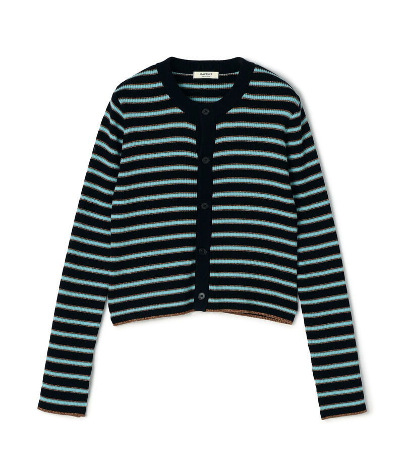 コットンリブ クルーネックカーディガン