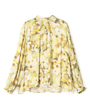 ミスティーフラワープリント バックリボンブラウス