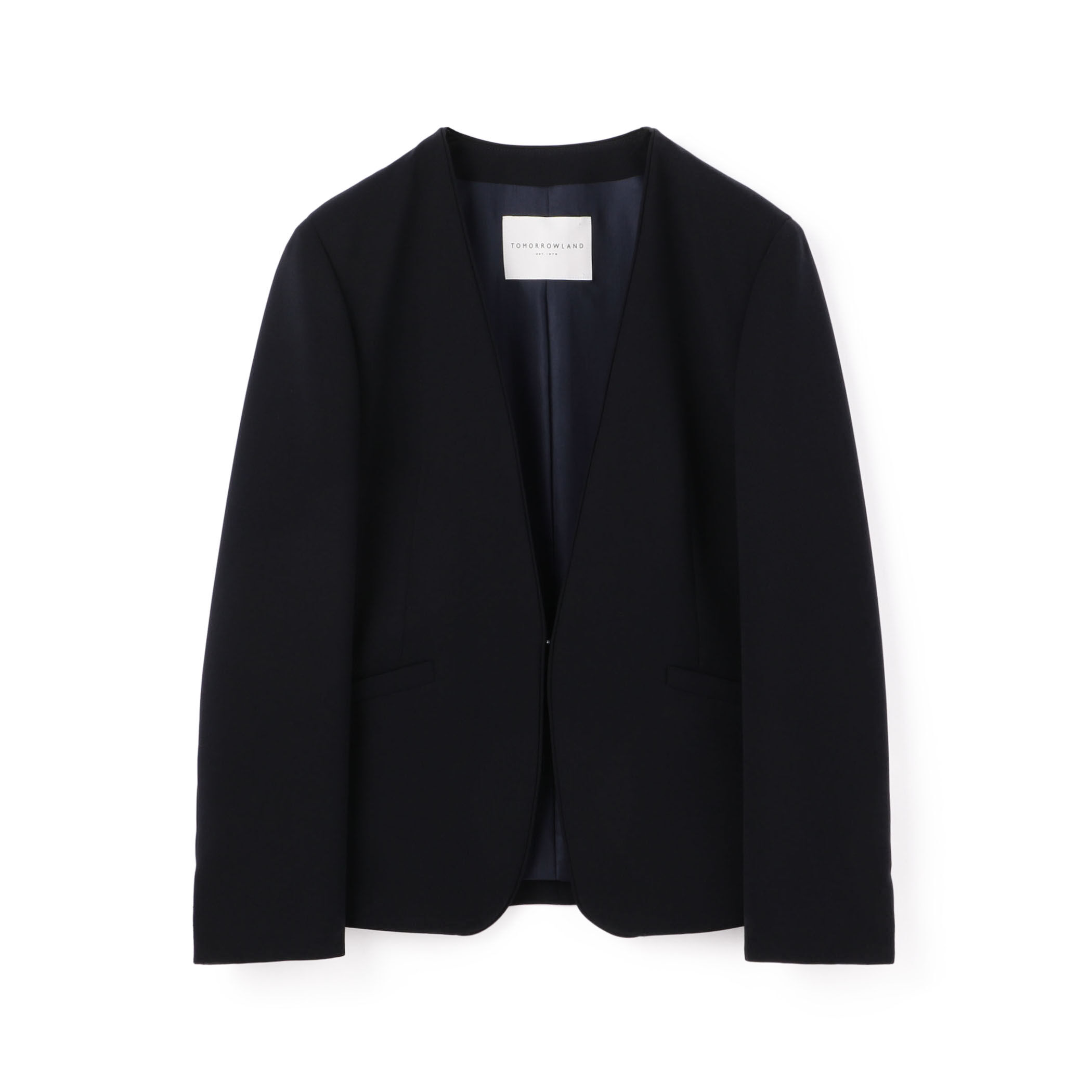 美品【未使用】トゥモローランドコレクション　ノーカラージャケット　36サイズ TOMORROWLAND（トゥモローランド） ノーカラージャケット 36 ブラック