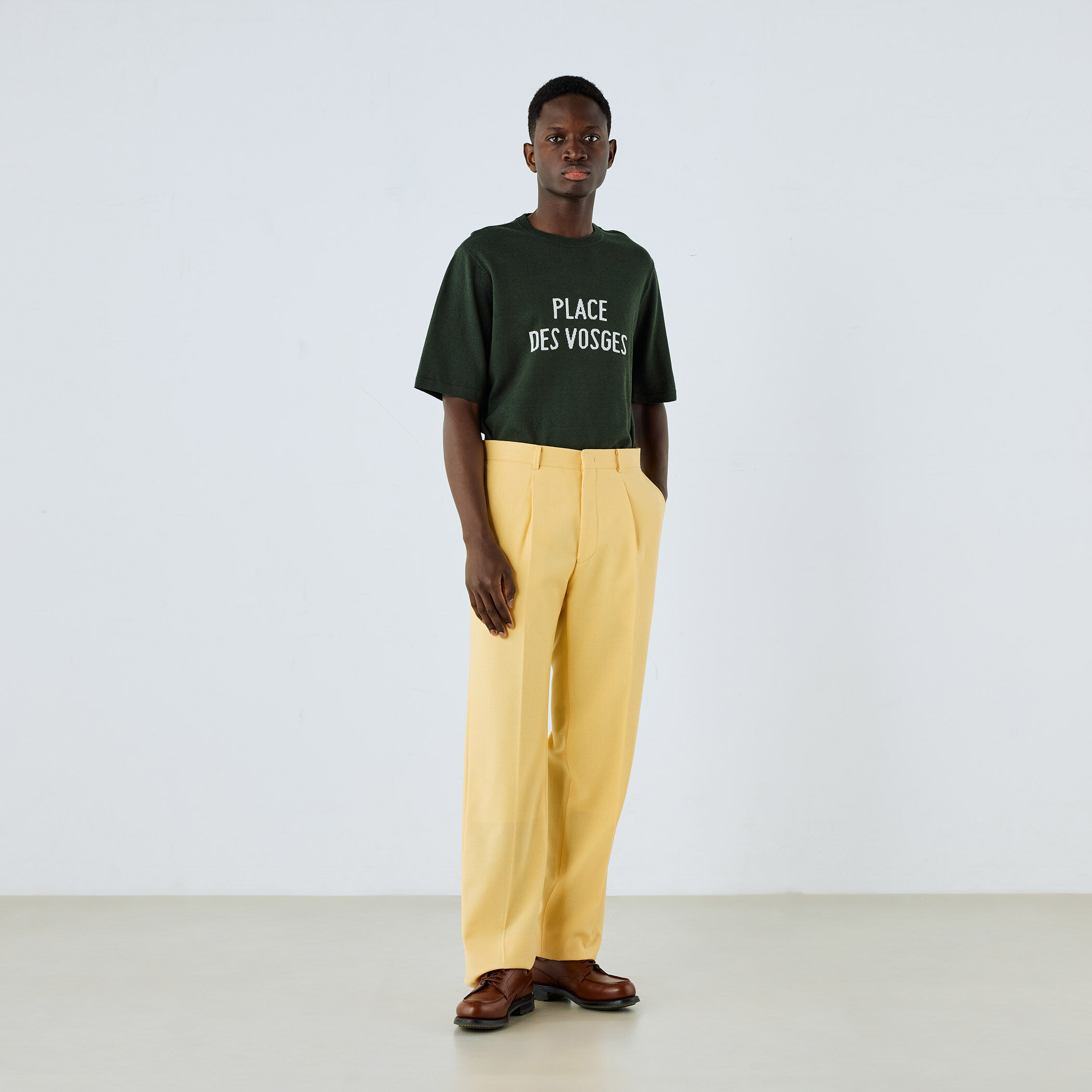 14Gコットンリネンインターシャ クルーネックプルオーバーニット