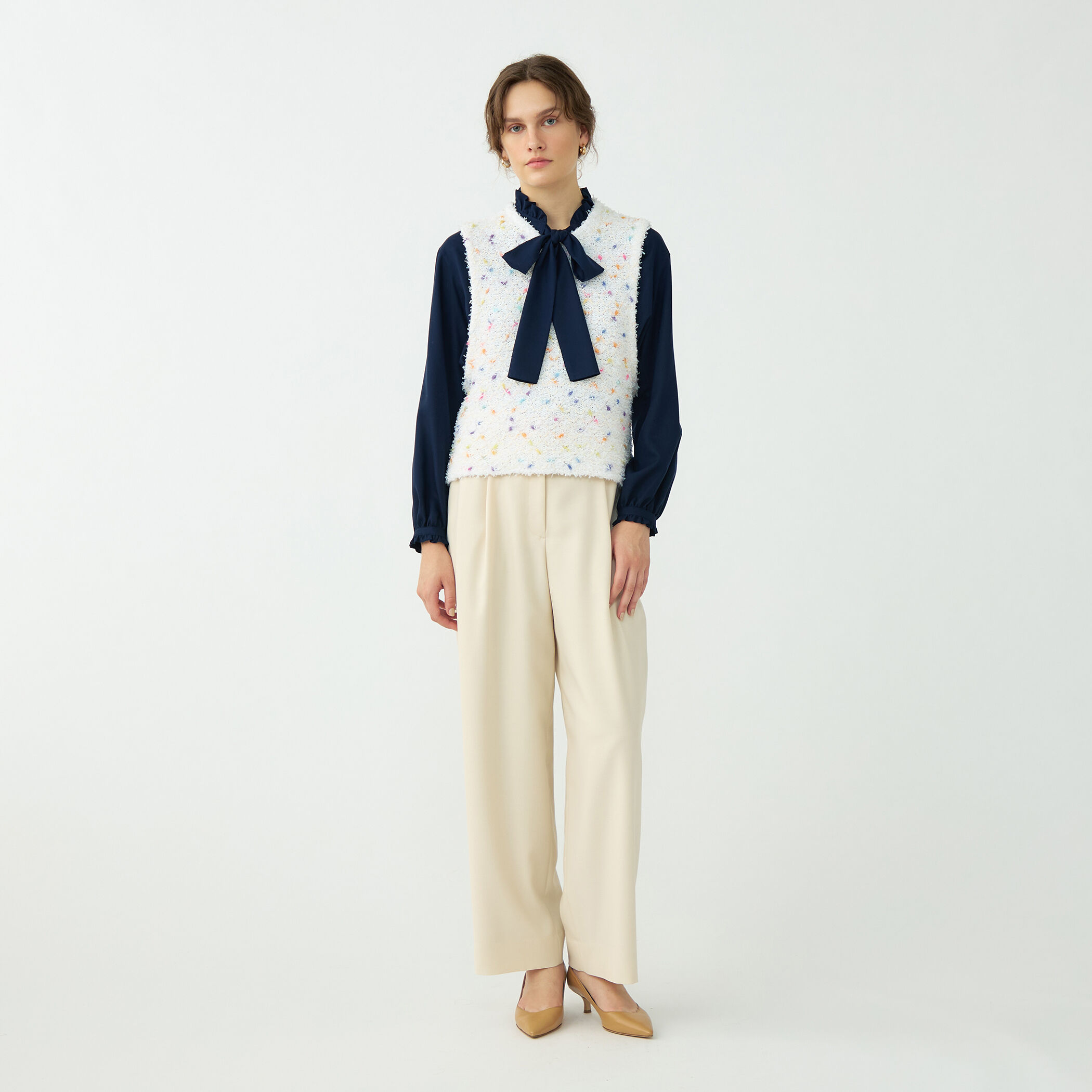 マテリアルカラーミックス クルーネックベスト｜トゥモローランド 公式通販