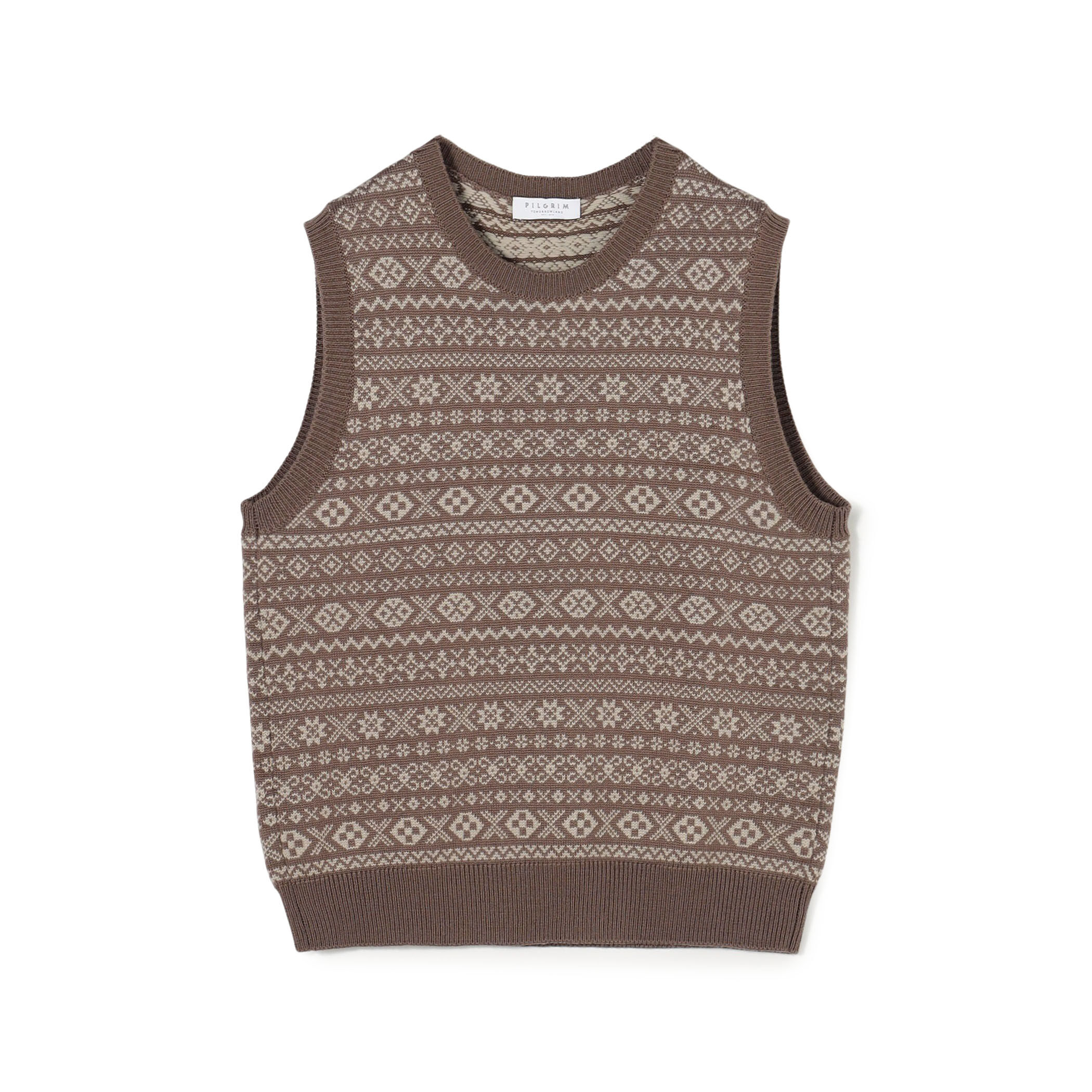 ウールカシミヤ フェアアイル クルーネックプルオーバー ニットベスト