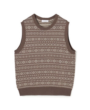 ウールカシミヤ フェアアイル クルーネックプルオーバー ニットベスト