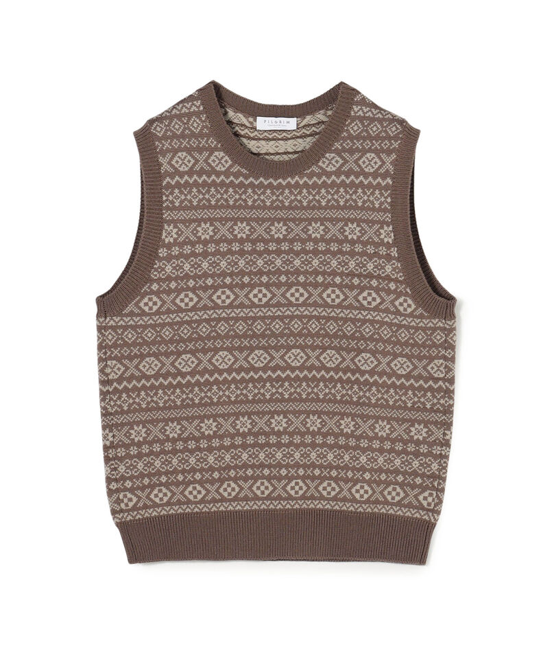 ウールカシミヤ フェアアイル クルーネックプルオーバー ニットベスト