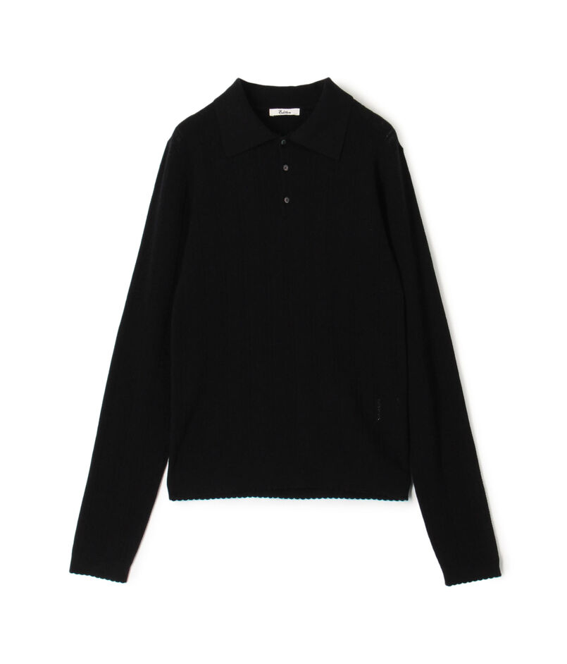 コットンカシミヤ ロングスリーブ ニットポロ