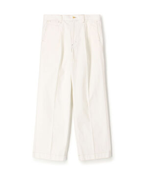 9.5OZコットンデニム 1プリーツバレルパンツ