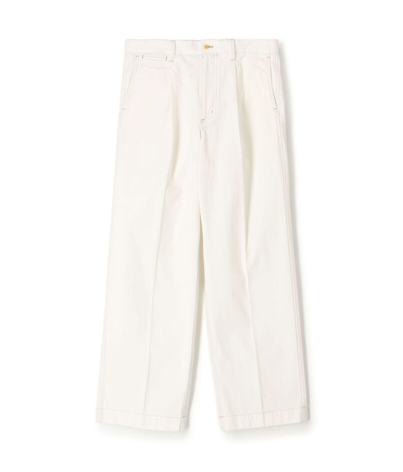 9.5OZコットンデニム 1プリーツバレルパンツ