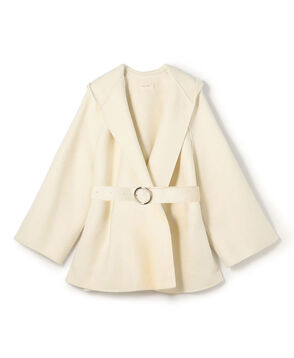 ダブルフェイスメルトンビーバー フーディーミディコート