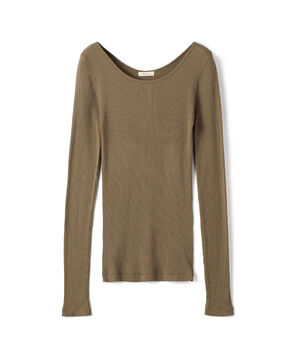 シルクコットンリブ ラウンドネックプルオーバー