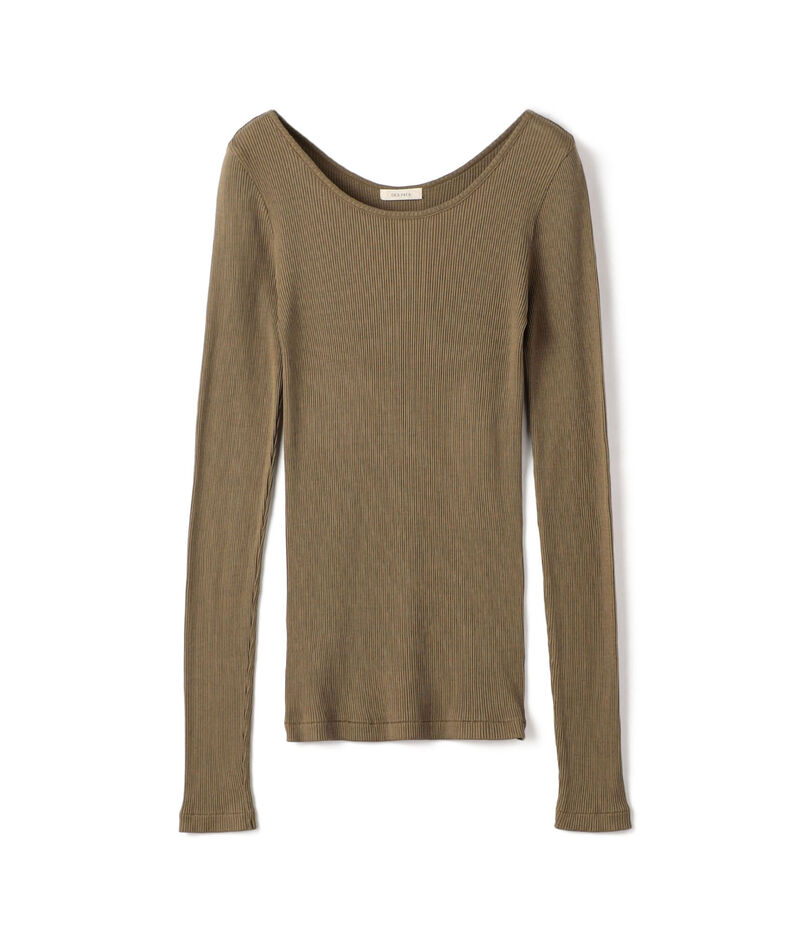 シルクコットンリブ ラウンドネックプルオーバー