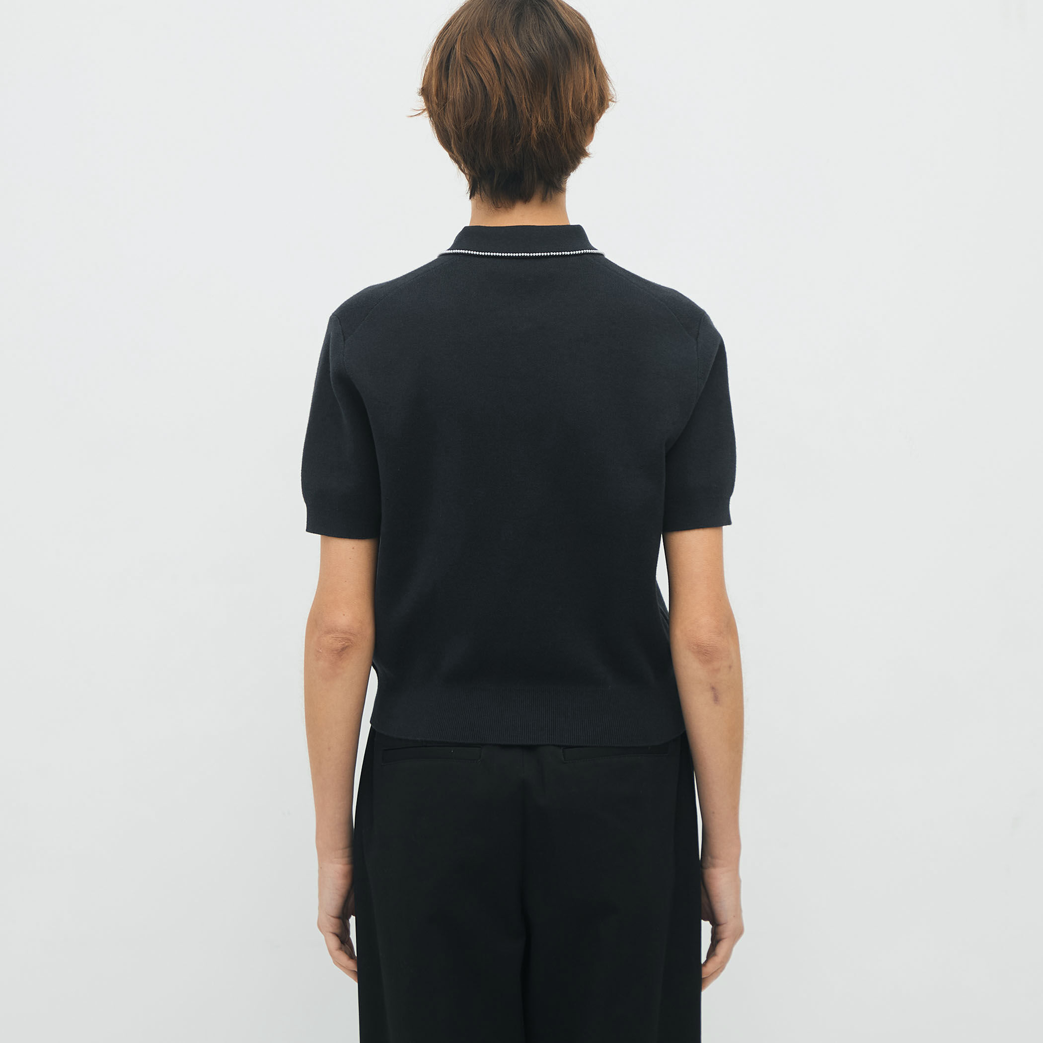 値下げずみCABaN コットンカシミヤ パールポロプルオーバー CABaN コットンカシミヤ パールロゴポロカーディガン