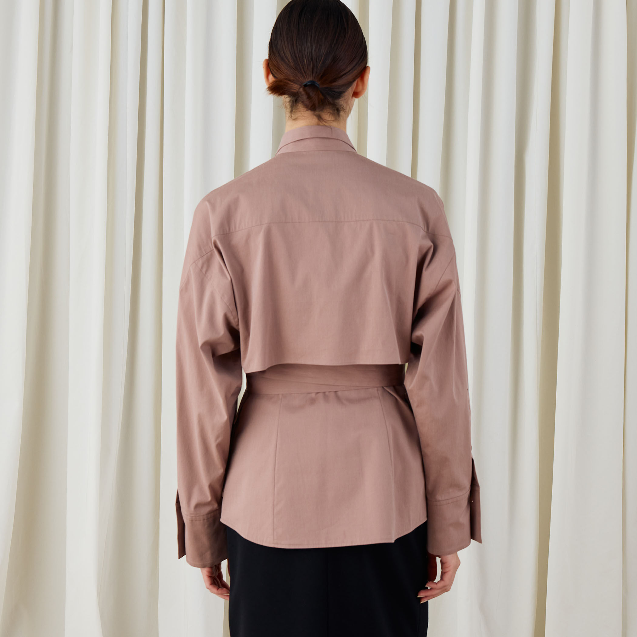 コットンストレッチポプリン レイヤードシャツ