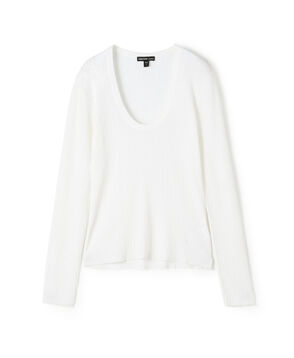 ストレッチリネンリブ Uネックプルオーバー WYLP3952