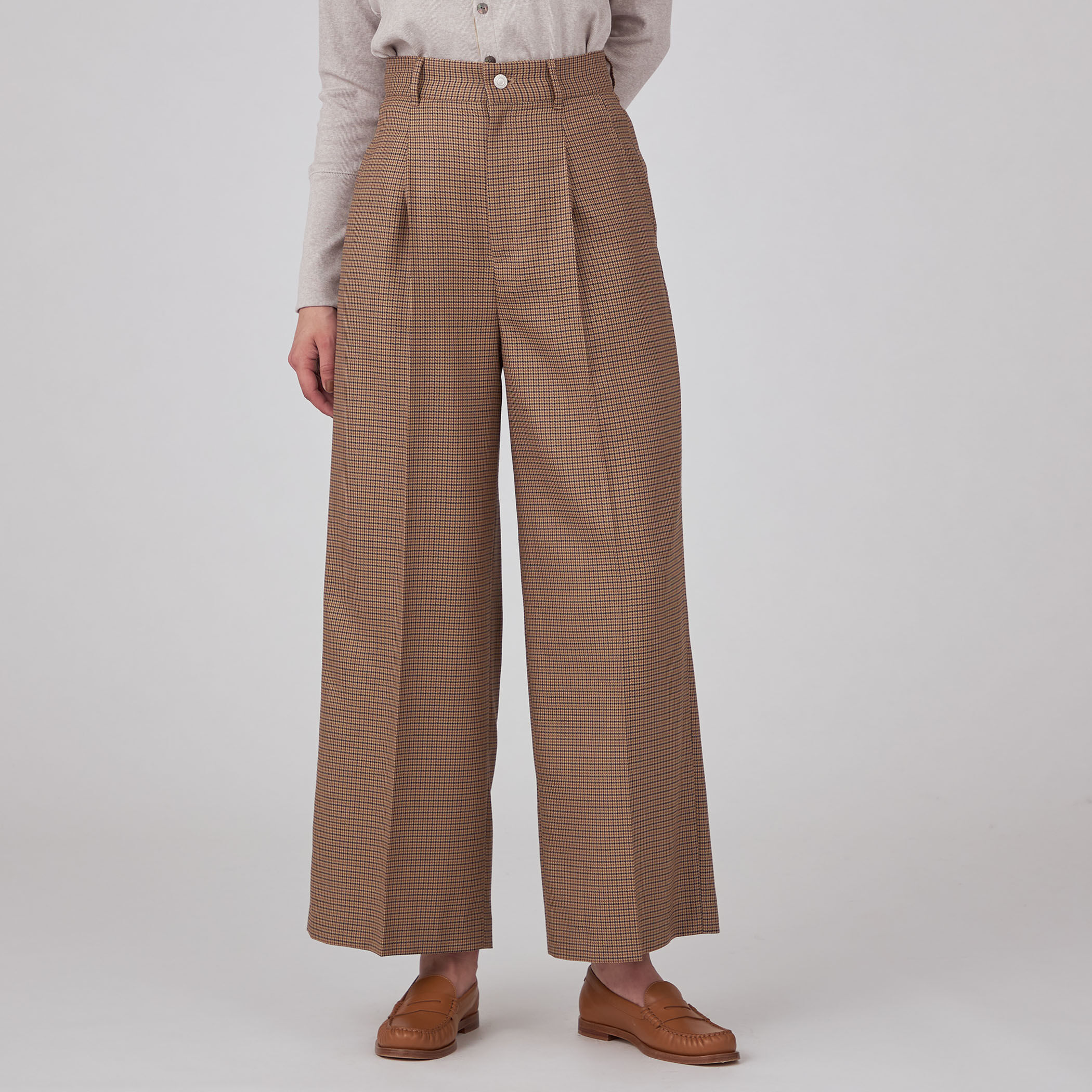 ウールナチュラルストレッチ タックワイドパンツ