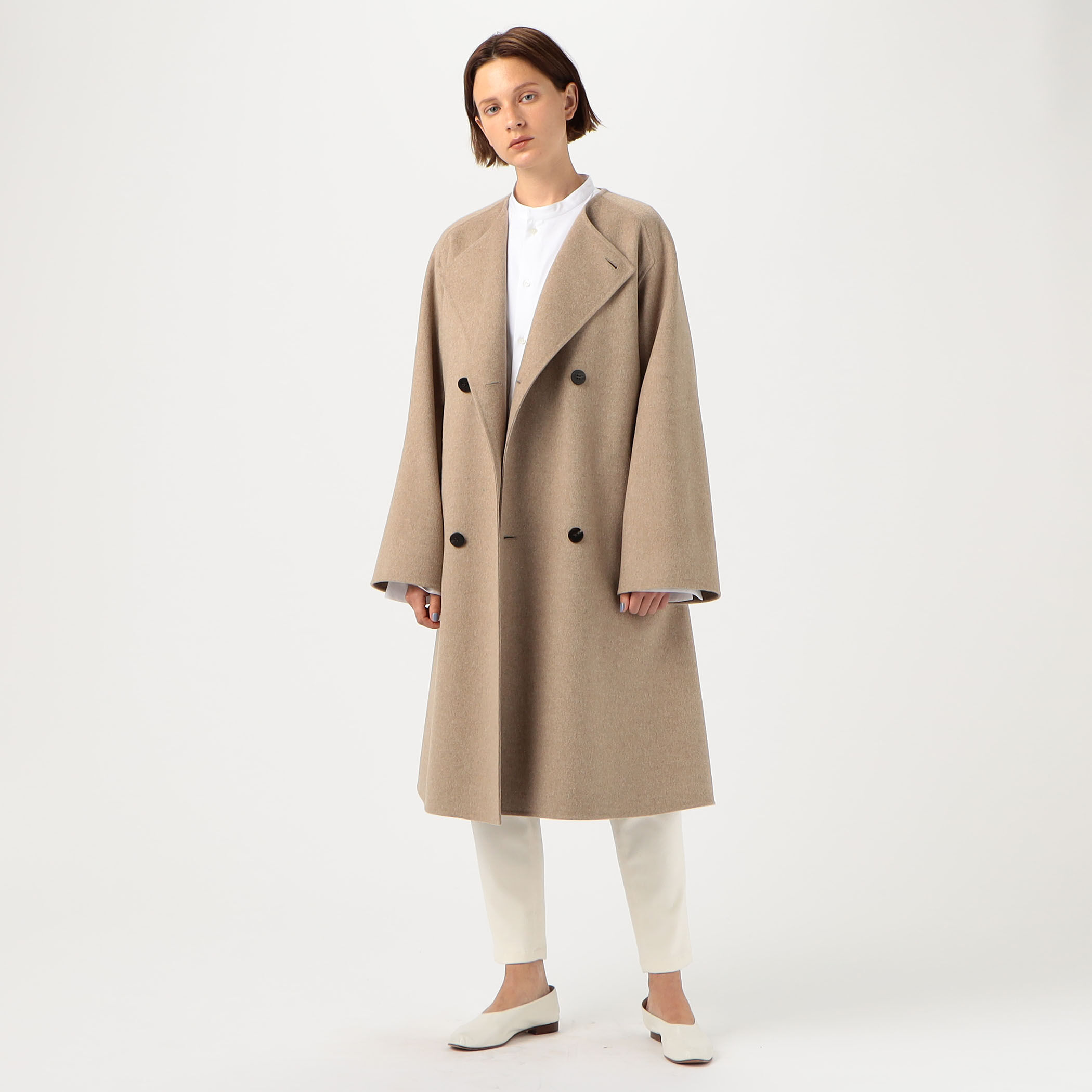 ウールダブルフェイス カラーレストレンチコート｜トゥモローランド