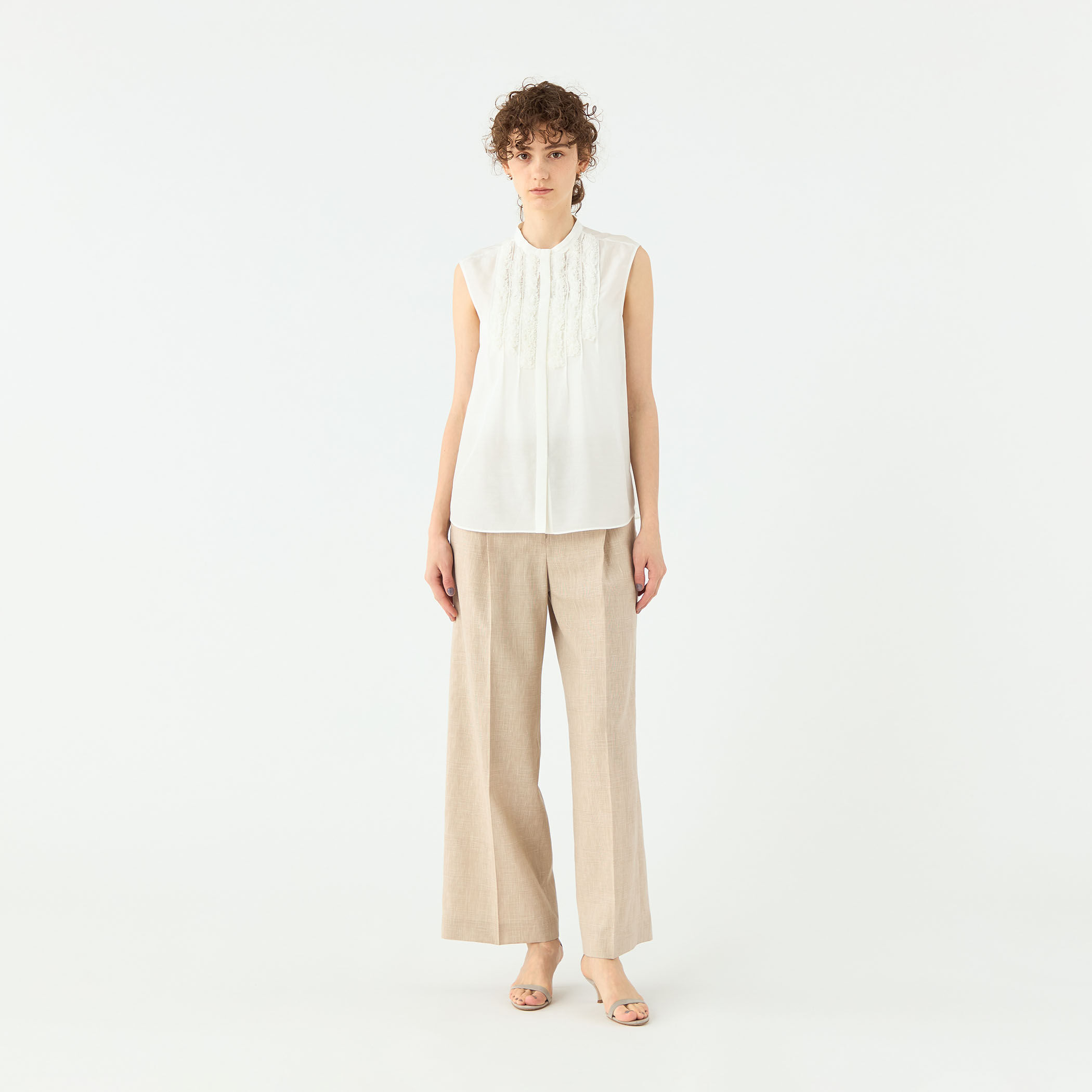 nico【美品】トゥモローランド　ブラウス　ノースリーブ セール】 シルクジョーゼット ノースリーブブラウス （シャツ