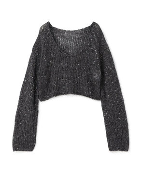 アルパカラメ ショートVネックプルオーバー