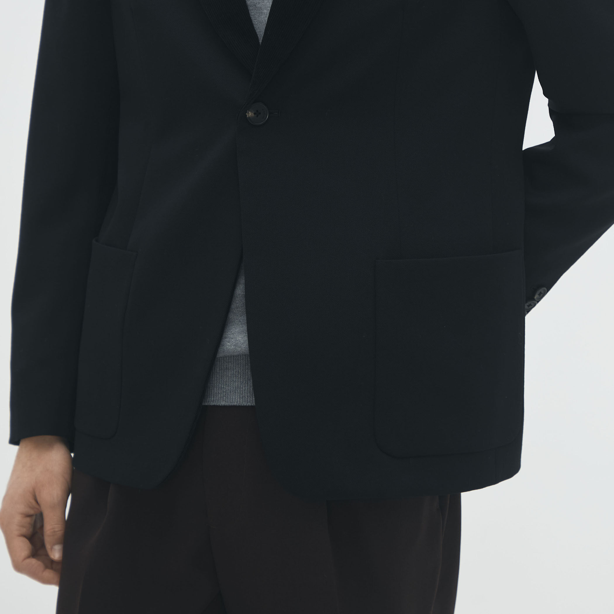 ウールギャバジン コーデュロイラペルテーラードジャケット