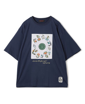 CABaN スビンコットン フラワーサークルプリントＴシャツ
