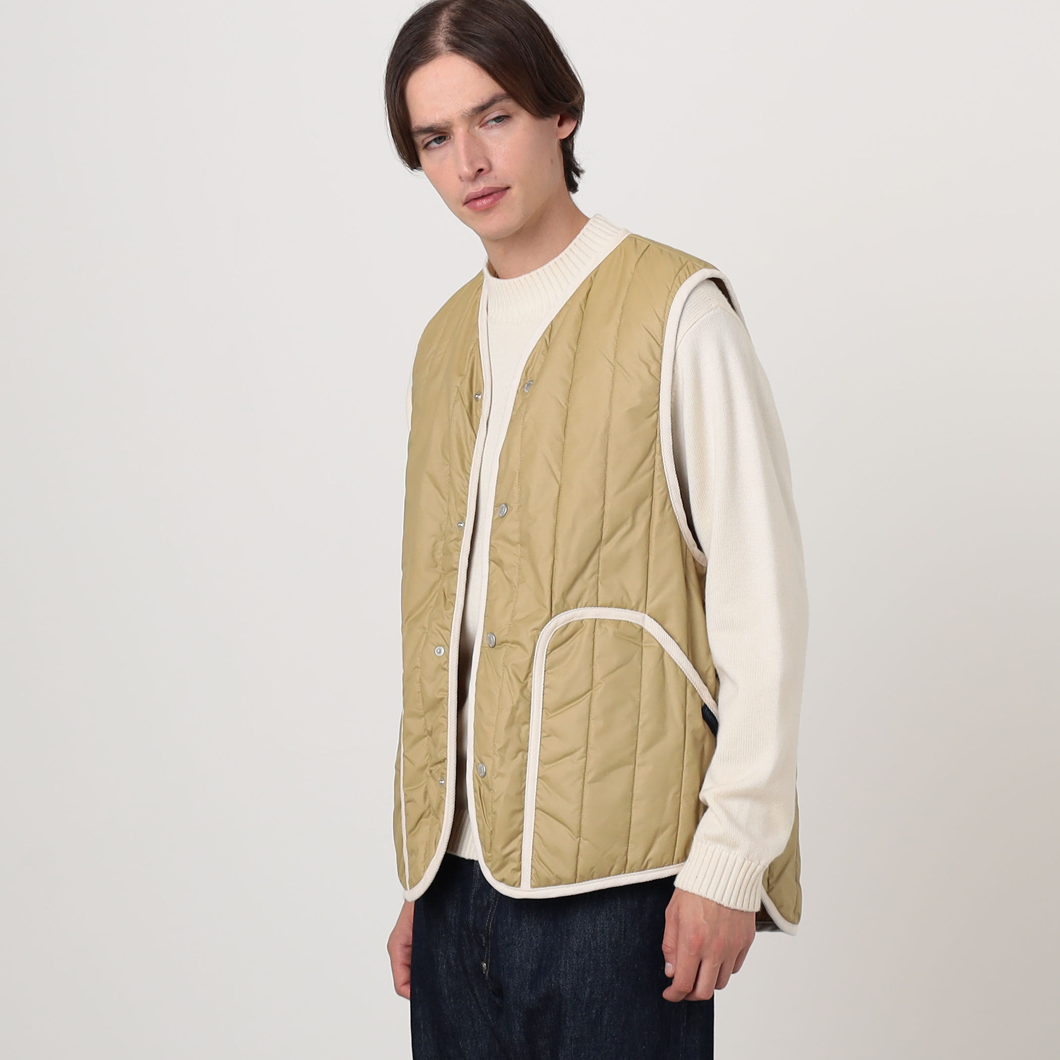 LAVENHAM STUDIO GILET ピグメントダイ バーティカルキルティング