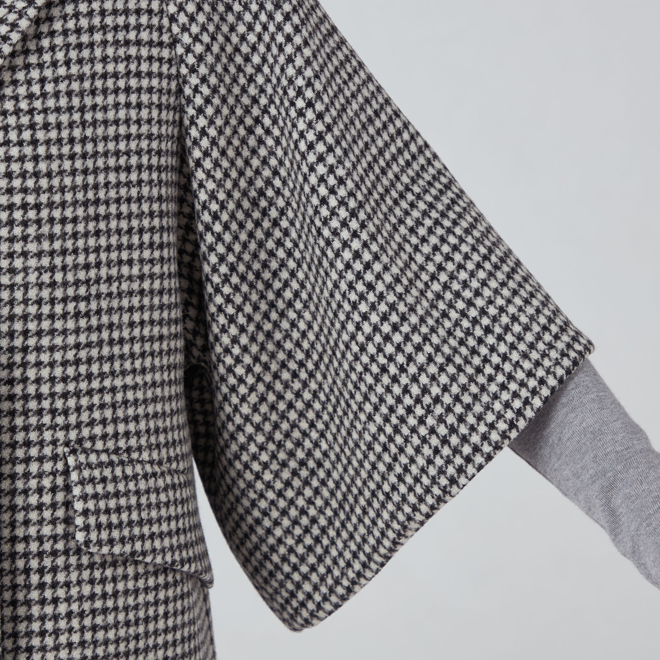 ウールカシミヤシェファード フレアスリーブショートコート