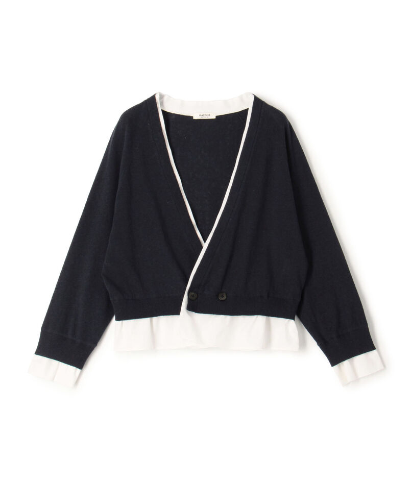 FABRIC combination double button cardigan