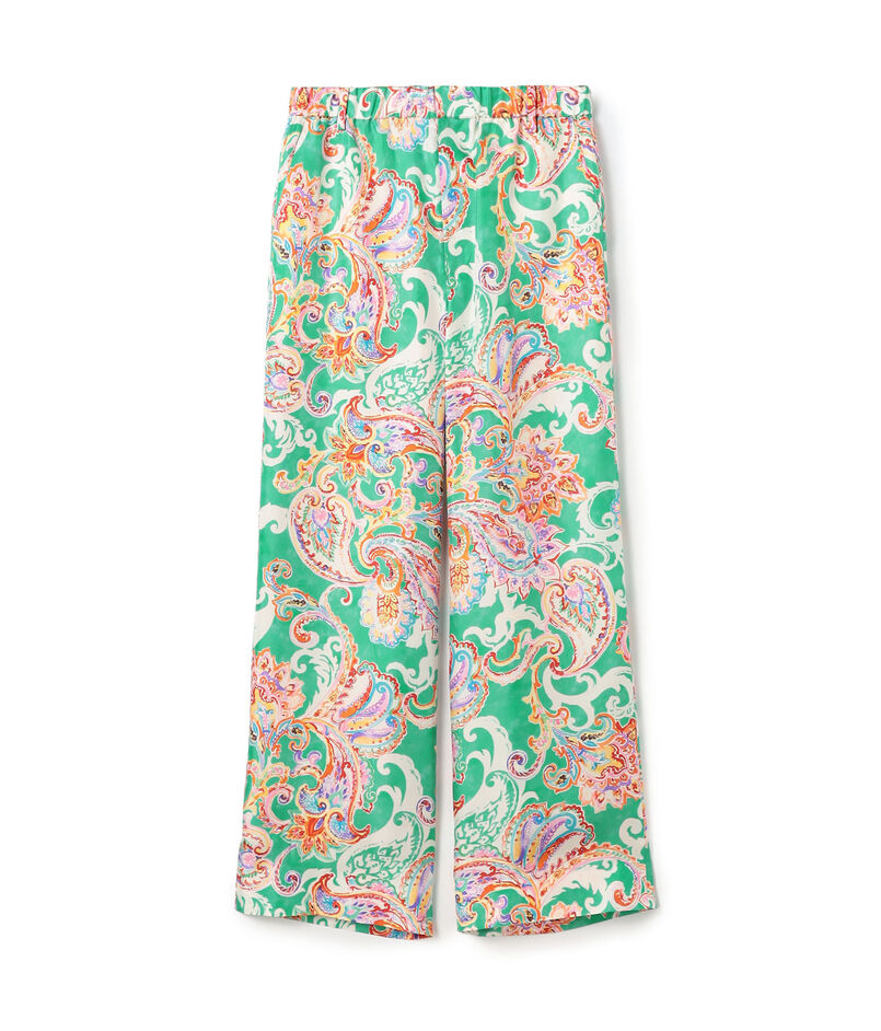 シルクツイル フラワーペイズリープリントパンツ