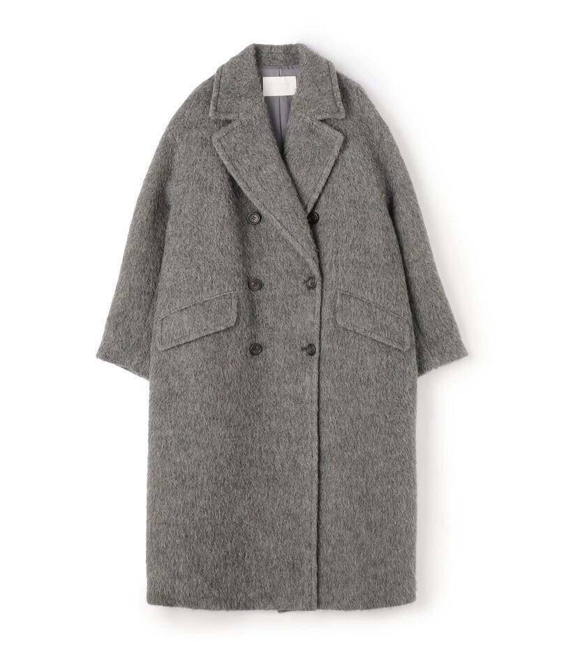 ウールアルパカシャギー ダブルブレストコート