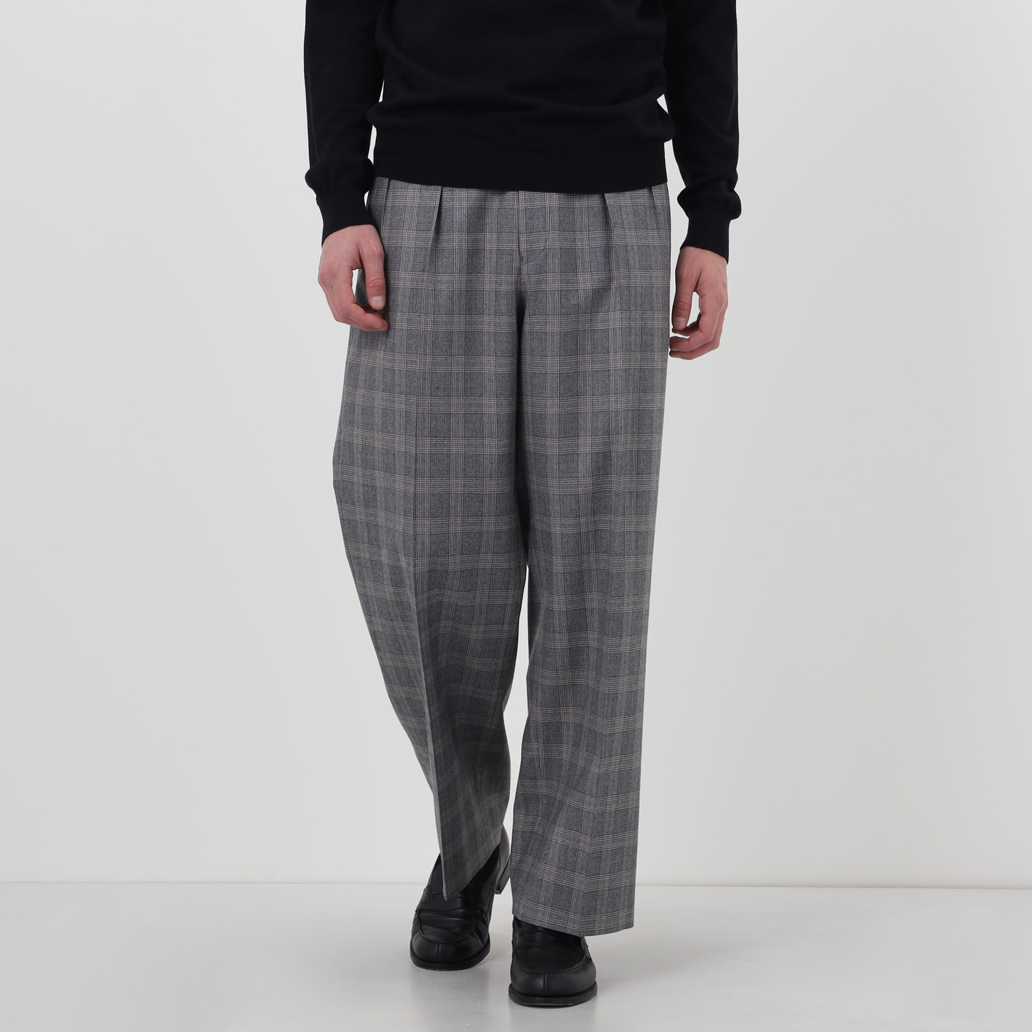 MAATEE&SONS JEFFERLY ウールグレンチェック 2プリーツスラックス