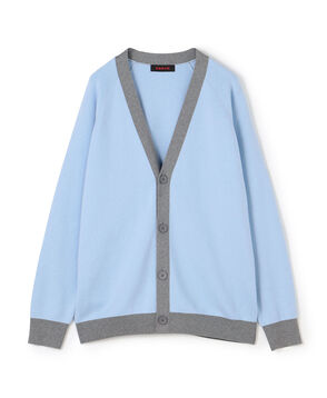 CABaN コットンカシミヤ バイカラーVネックカーディガン