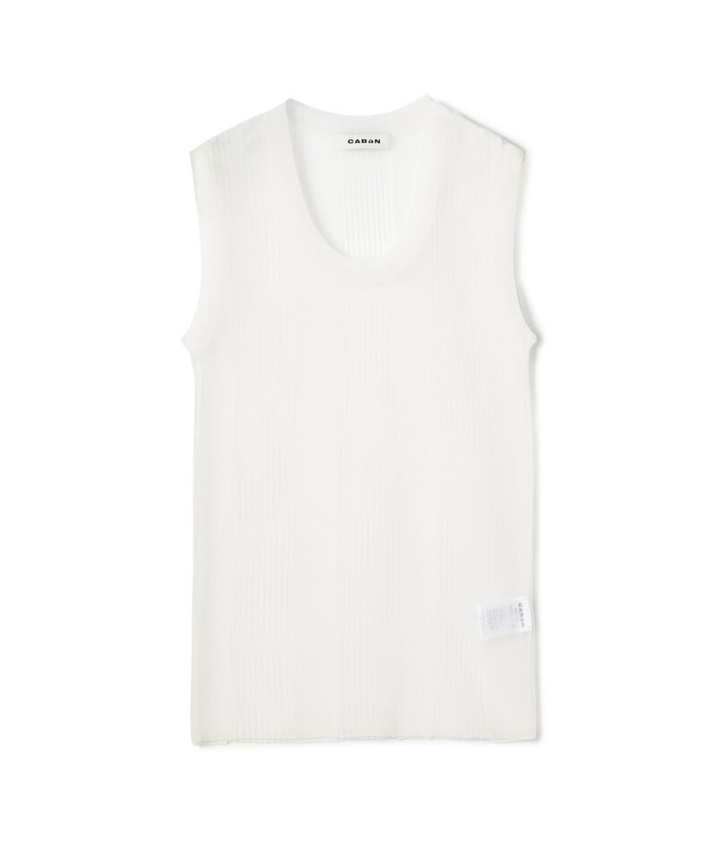 シアーナイロン ランダムリブノースリーブプルオーバー