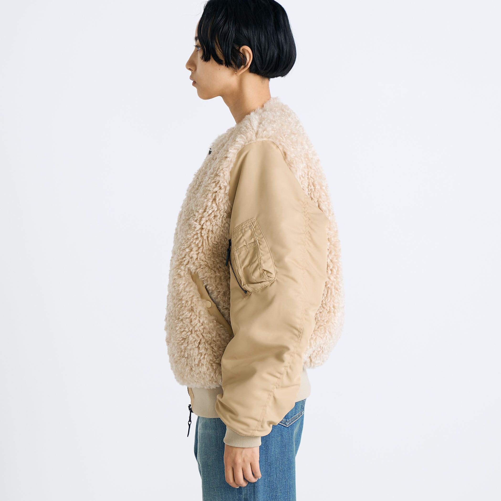 別注】HYKE FAUX SHEARLING TYPE MA-1JACKET｜トゥモローランド