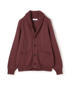 リネンコットン ショールカラー ニットカーディガン