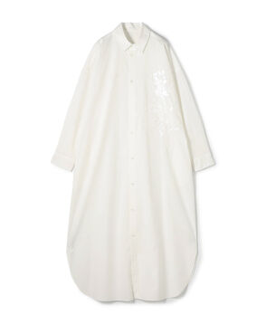 コットンポプリンエンブロイダリー シャツワンピース