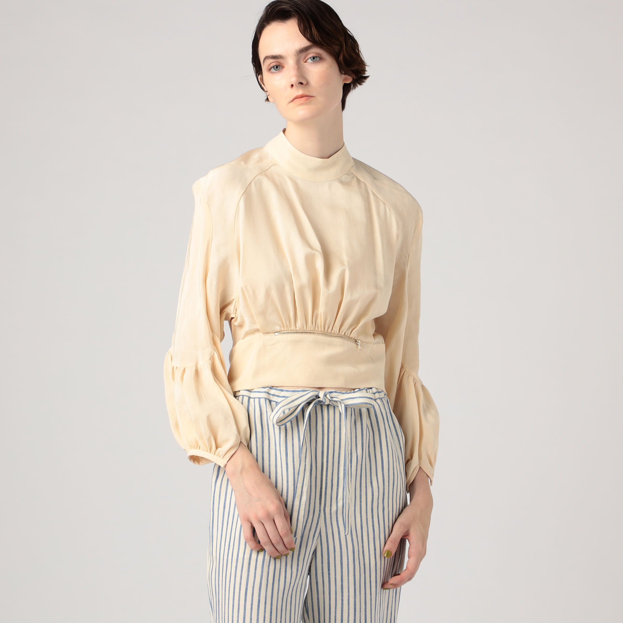 経堂) フォトコピュー PHOTOCOPIEU バックオープン ブラウス BACK OPEN BLOUSE サイズ38 ブラック 231SYL 23SS PHOTOCOPIEU OPEN BACK BLOUSE リネンシルク オープンバック